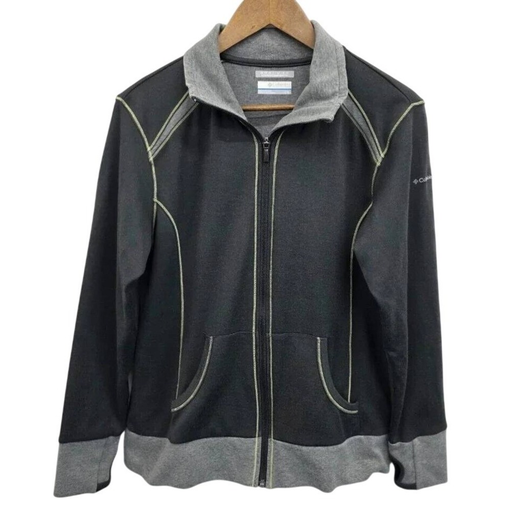 Columbia Womens Large Sweatshirt Omni Wick Full Zip Jacket‎ Thumb Holes Gray